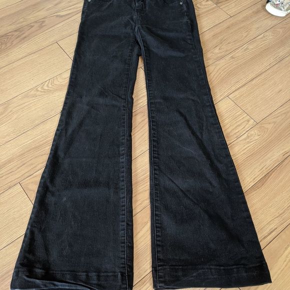 Free People black denim jeans with a slight flare - Picture 7 of 8